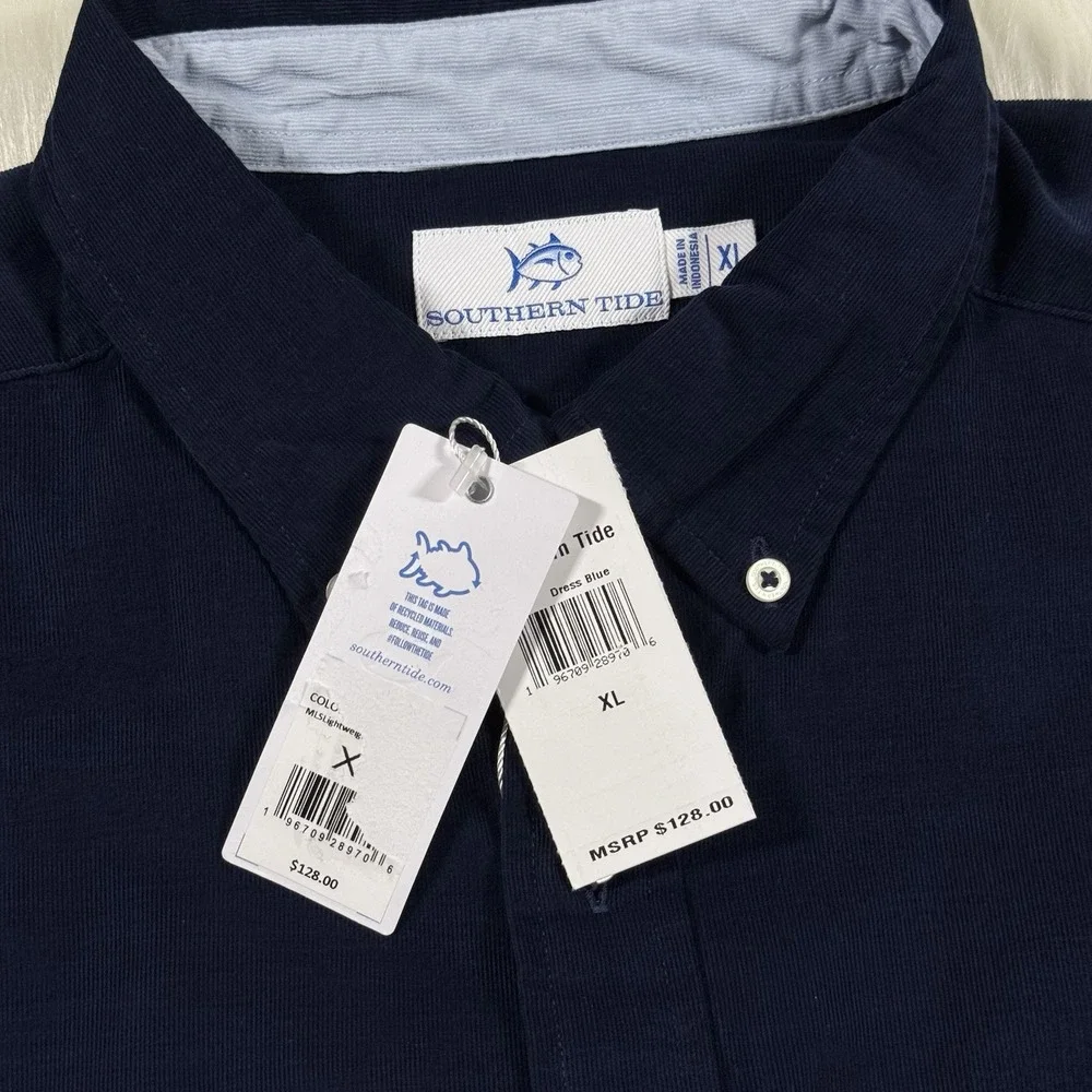 Southern Tide Size XL Blue Lightweight Bedford Cord Long Sleeve‎ Sport Shirt